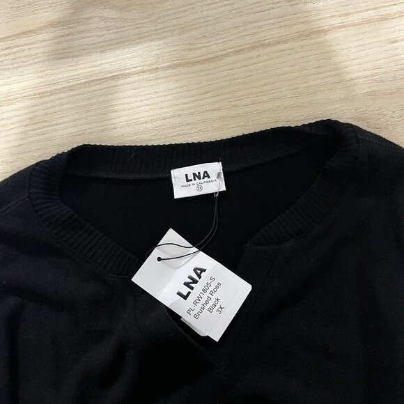 LNA Brushed Ross Pullover Top Plus Size 3X Black Notch V Neck Long Sleeve - Picture 5 of 7